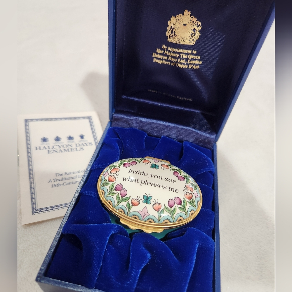 Halcyon Days Enamel Trinket Box with Floral Design